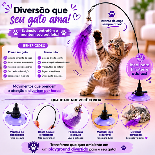 Varinha com Penas para Gatos – Brinquedo Interativo para Brincar Junto