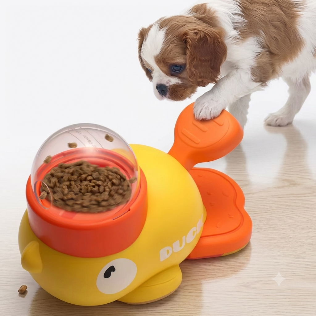Brinquedo Dispensador de Petisco para Cães – Patinho Interativo Anti-Ansiedade