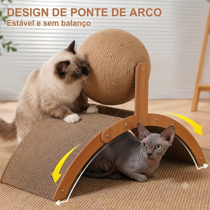 Arranhador para Gatos com Bolinha – Protege Móveis e Entretém