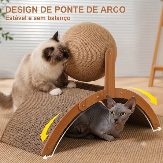 Arranhador para Gatos com Bolinha – Protege Móveis e Entretém