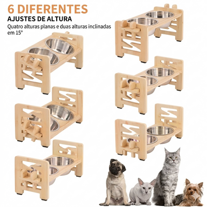 Comedouro Elevado Duplo Inox para Cães e Gatos – Postura Saudável