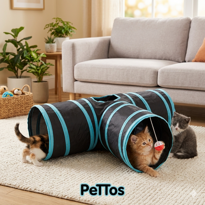 Túnel Dobrável para Gatos – Brinquedo Interativo que Todo Gato Adora