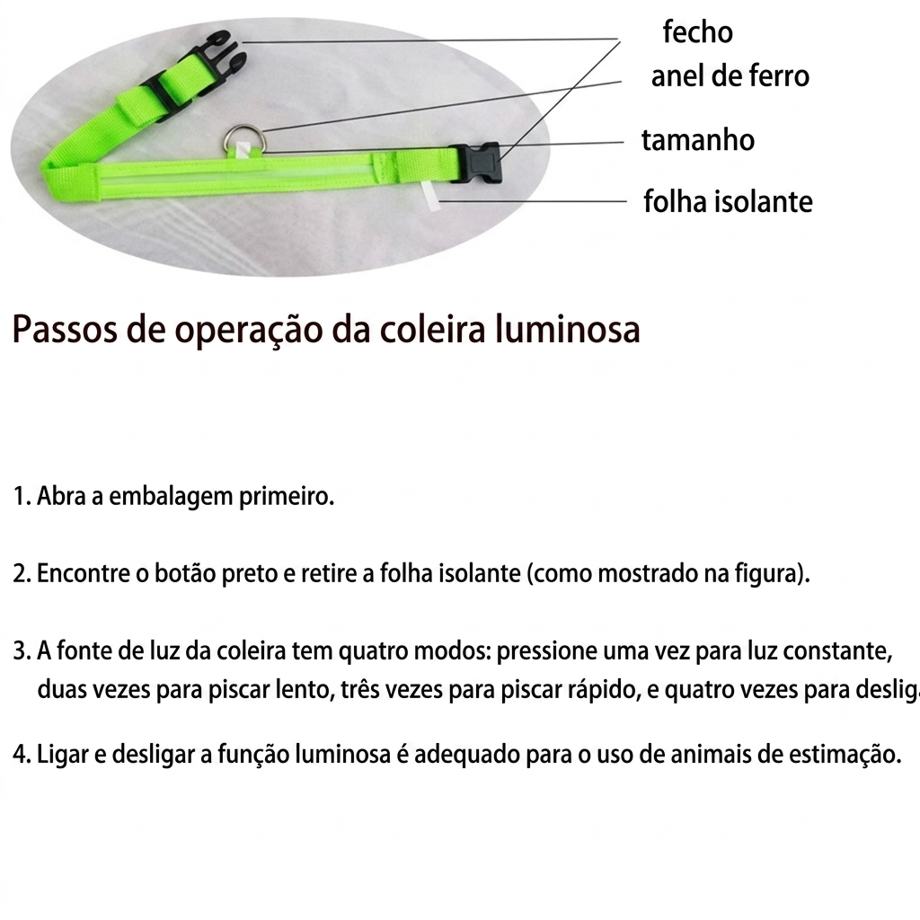 Coleira LED Recarregável para Cães – Segurança nos Passeios Noturnos