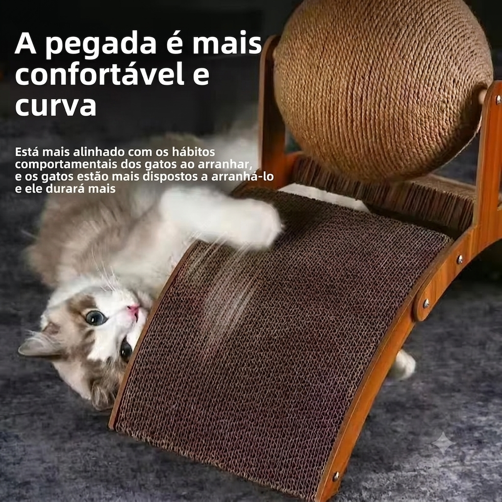 Arranhador para Gatos com Bolinha – Protege Móveis e Entretém