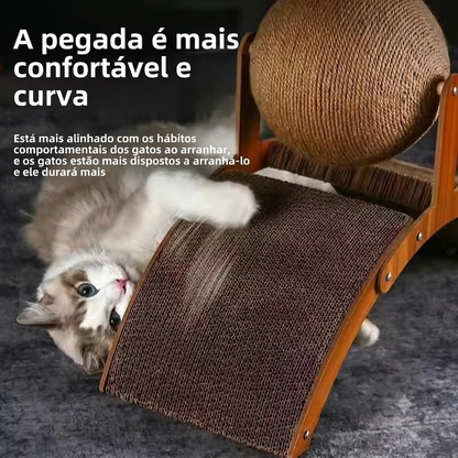 Arranhador para Gatos com Bolinha – Protege Móveis e Entretém