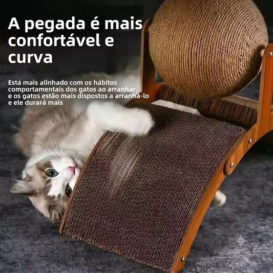 Arranhador para Gatos com Bolinha – Protege Móveis e Entretém
